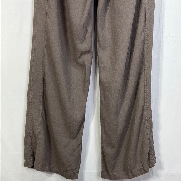 🦅 the vintage twin Brown linen blend Wide Leg Pants with Drawstring Waist - Picture 4 of 8